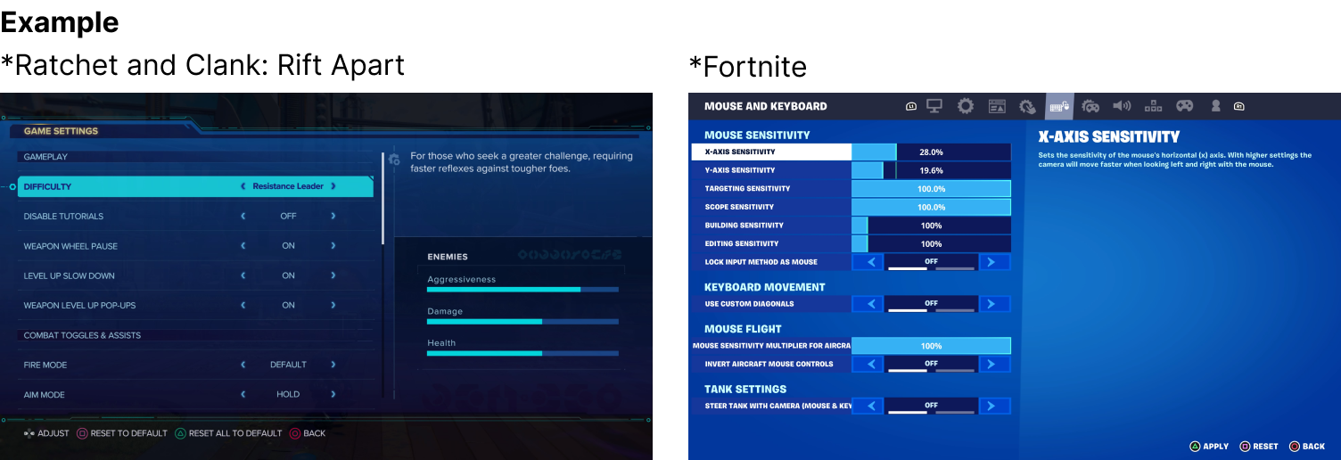 Game Settings – Kira's Portfolio